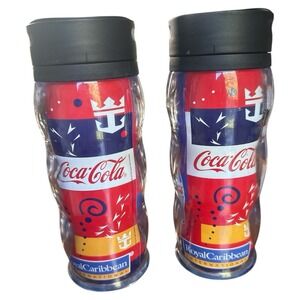 2 Royal Caribbean Cruise Y2K Insulated Tumbler Coca Cola Travel Cups W Lids 2005